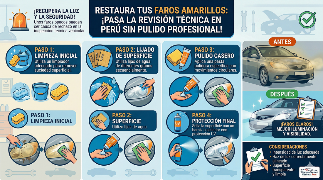 Faros amarillos: Cómo restaurarlos para pasar la Revisión Técnica en Perú (Sin pulido profesional)