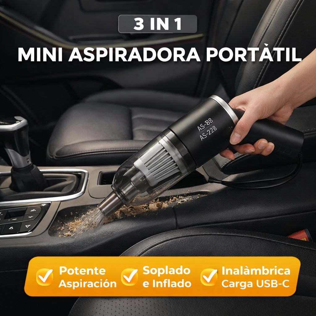 Aspiradora Portátil 3 en 1 para Auto y Hogar